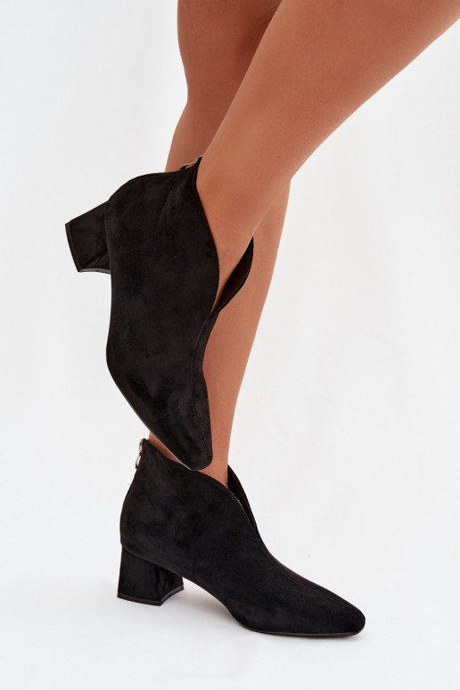 Women's Block Heel Ankle Boots with Stitching Black Darlisse