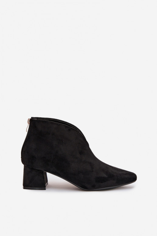 Women's Block Heel Ankle Boots with Stitching Black Darlisse