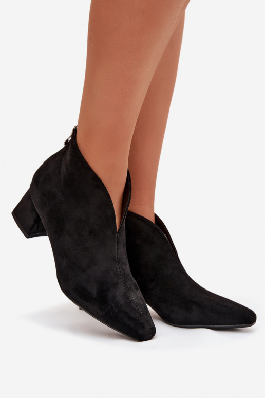 Women's Block Heel Ankle Boots with Stitching Black Darlisse