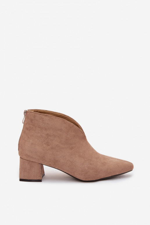 Women's Block Heel Beige Ankle Boots With Stitching Darlisse