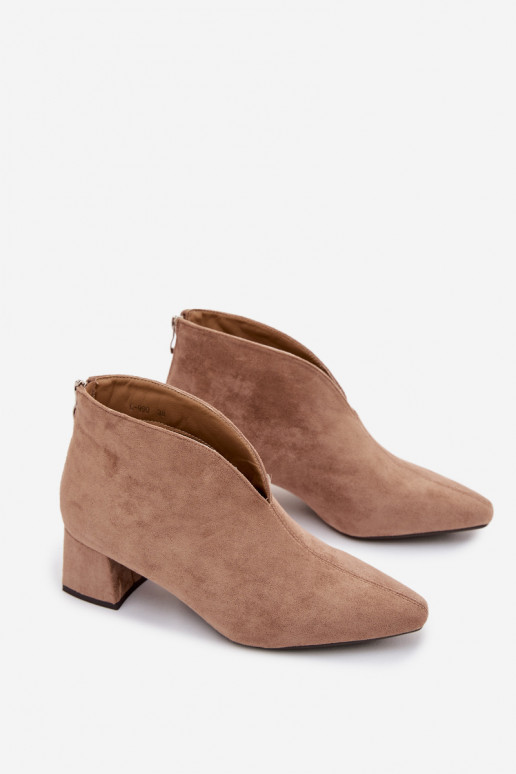 Women's Block Heel Beige Ankle Boots With Stitching Darlisse