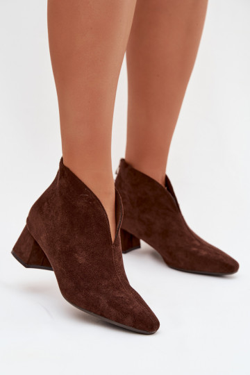 Women's Block Heel Ankle Boots with Stitching Chocolate Darlisse 2