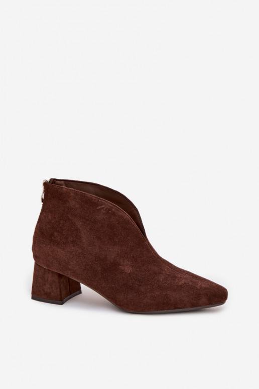 Women's Block Heel Ankle Boots with Stitching Chocolate Darlisse