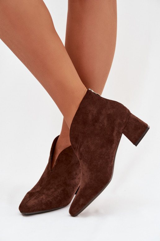 Women's Block Heel Ankle Boots with Stitching Chocolate Darlisse