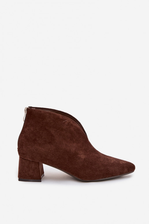 Women's Block Heel Ankle Boots with Stitching Chocolate Darlisse