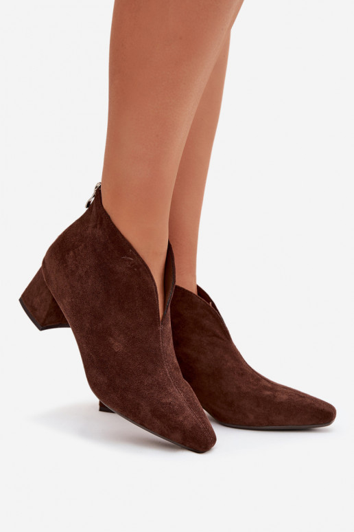 Women's Block Heel Ankle Boots with Stitching Chocolate Darlisse