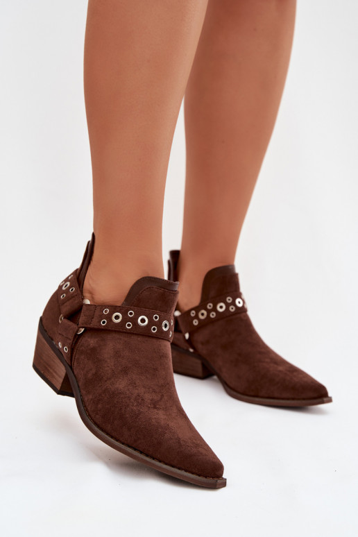 Women's Chunky Boots with Cutouts and Straps Vannessae