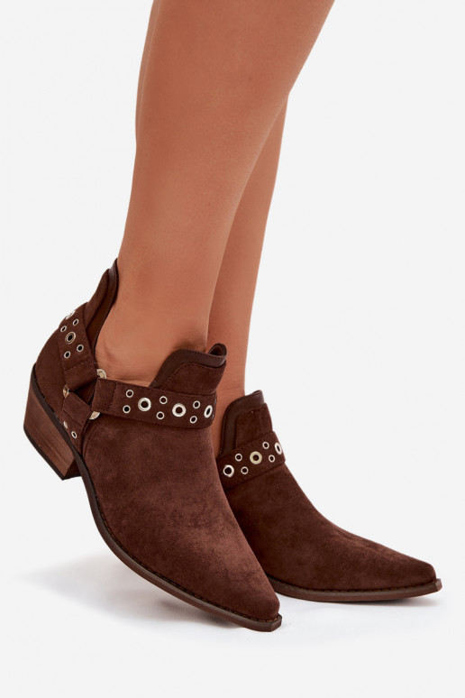 Women's Chunky Boots with Cutouts and Straps Vannessae