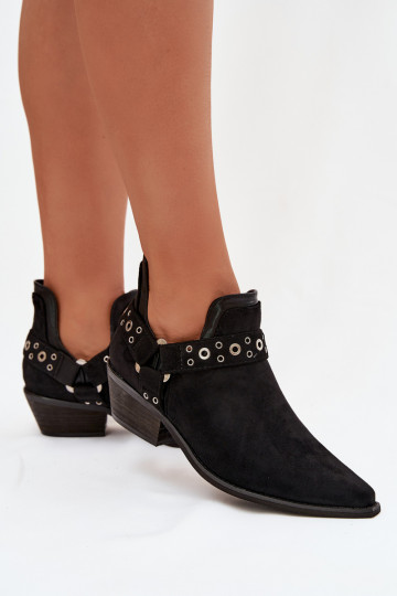 Women's Ankle Boots with Cutouts and Straps Black Vannessae 2