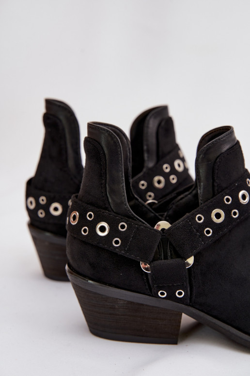 Botki DamskiewithWycięciami I Paskami Czarne Vannessae