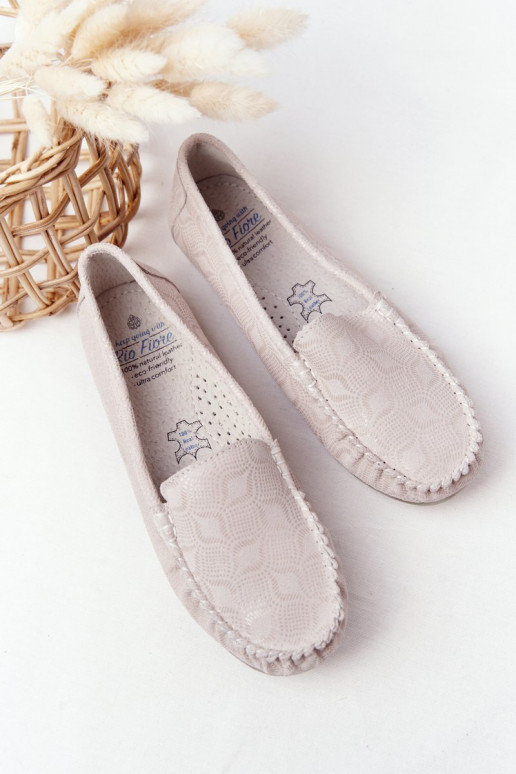 Women s Leather Loafers RIO FLORE Eco-Friendly Beige