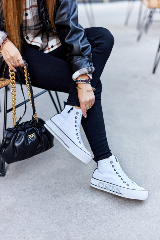 Wysokie Trampki Na Platformie Big Star II274014 Białe