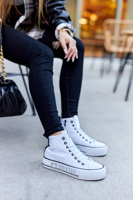 Wysokie Trampki Na Platformie Big Star II274014 Białe