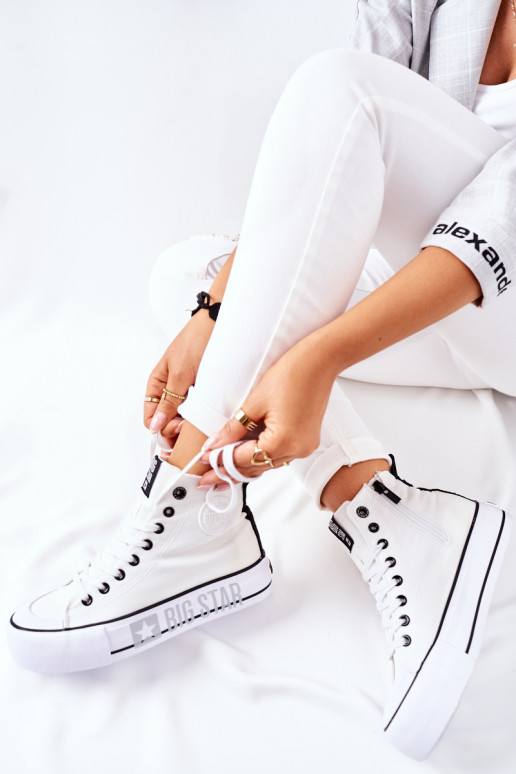 Wysokie Trampki Na Platformie Big Star II274014 Białe