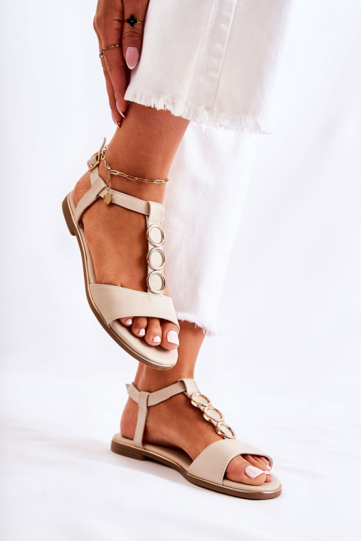 Women's Classic Sandals With A Decorative Belt Beige Terina