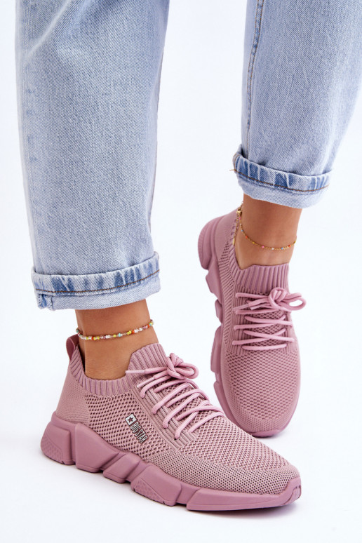 Damskie Lekkie Sneakersy Memory Foam System Big Star JJ274266 Różowe