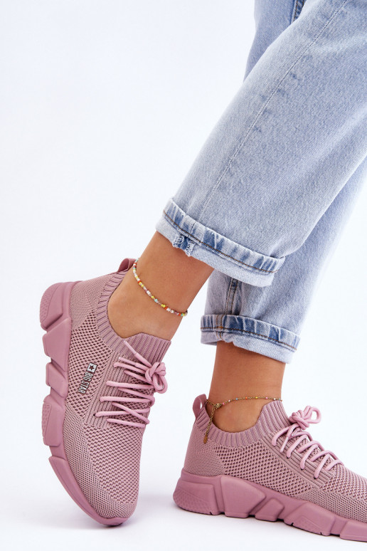 Damskie Lekkie Sneakersy Memory Foam System Big Star JJ274266 Różowe