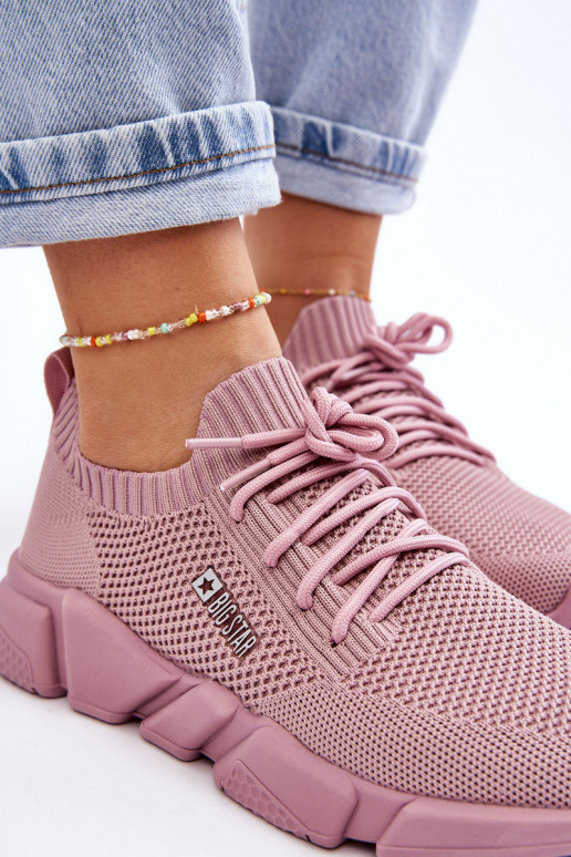 Damskie Lekkie Sneakersy Memory Foam System Big Star JJ274266 Różowe