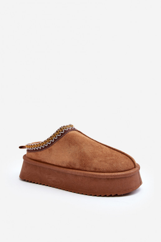 Slippers with Thick Sole in Eco Suede Camel Sylva