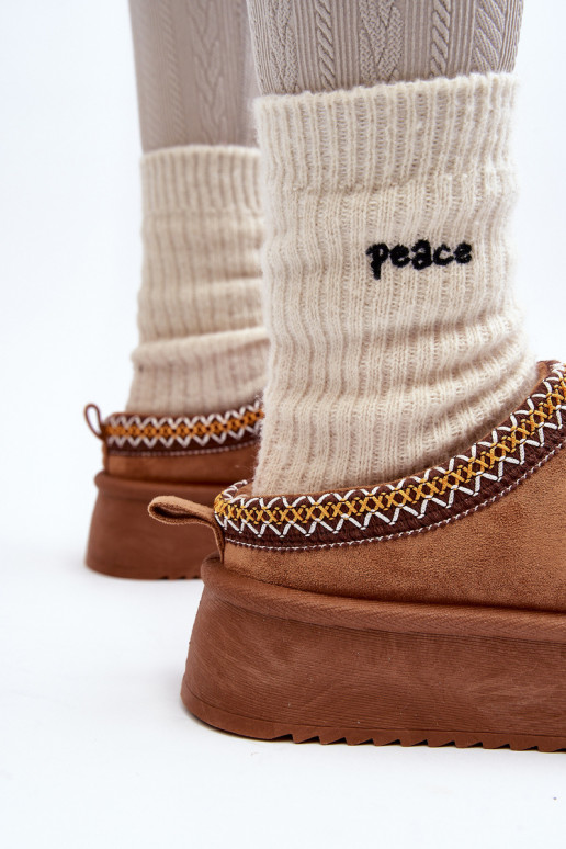 Slippers with Thick Sole in Eco Suede Camel Sylva