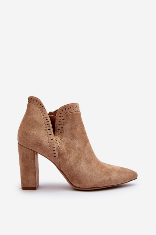 Women's ankle boots with cut-out beige Kerestia