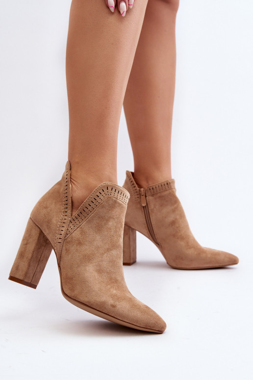 Women's ankle boots with cut-out beige Kerestia