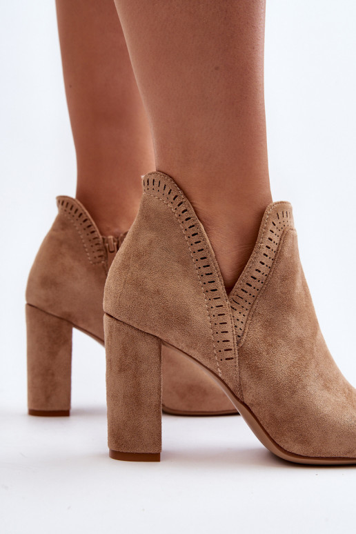 Women's ankle boots with cut-out beige Kerestia