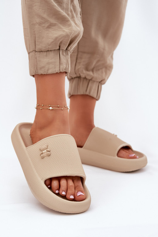 Foam Women's Platform Sandals With Teddy Vinceza 75210 Beige