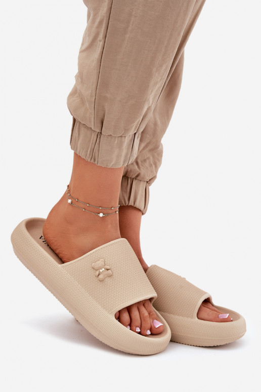 Foam Women's Platform Sandals With Teddy Vinceza 75210 Beige