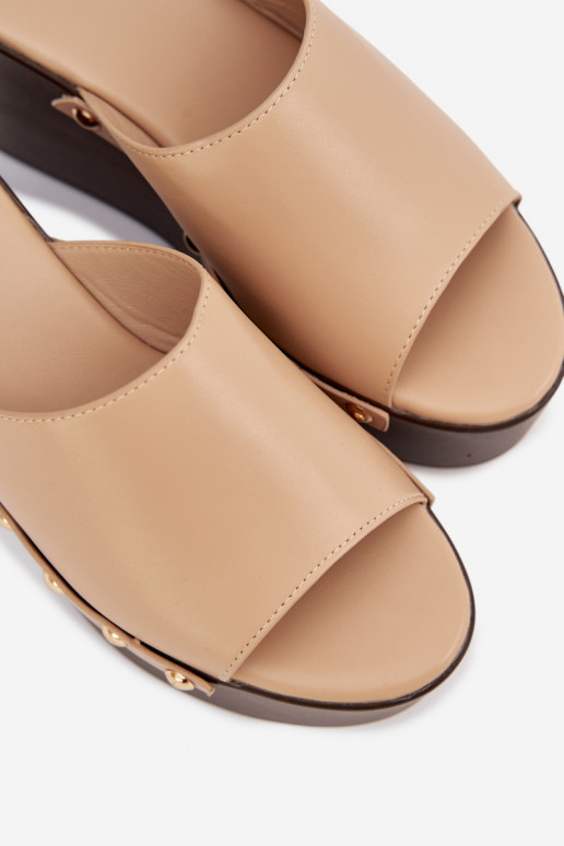 Women's Slip-Ons on Wedge with Nails Beige Mareline