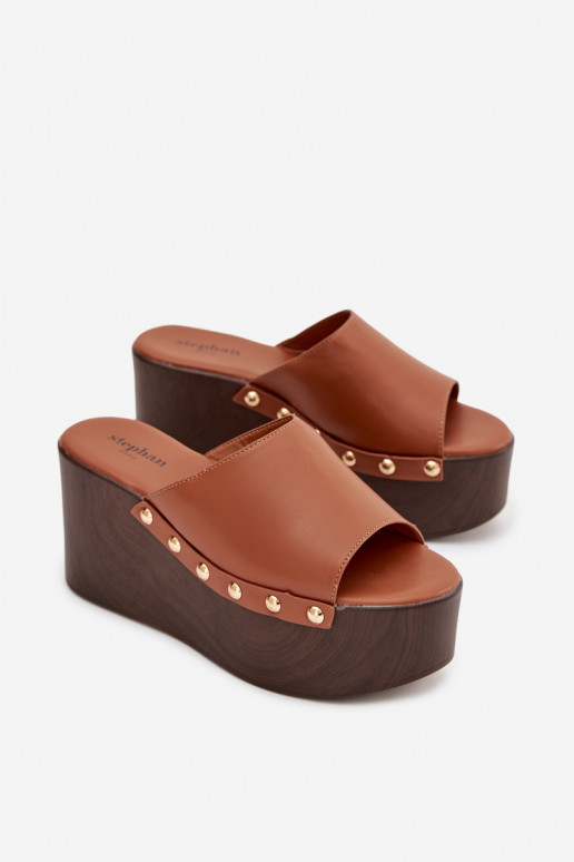 Klapki Damskie Na KoturniewithĆwiekami Camel Mareline