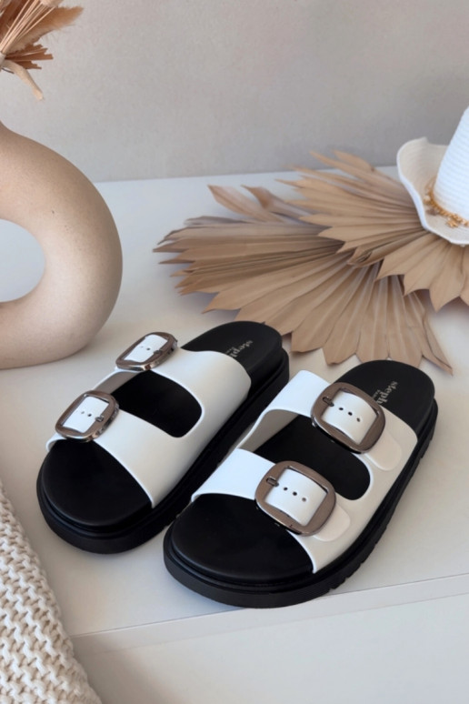 Women's slippers with clips on platform white Elamas