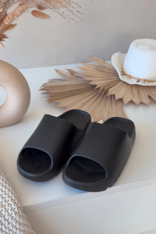 Women's Platform Slides Black Olyria