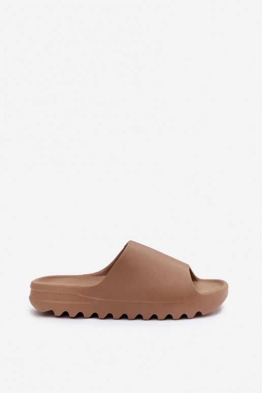 Women's slippers on platform brown Olyria
