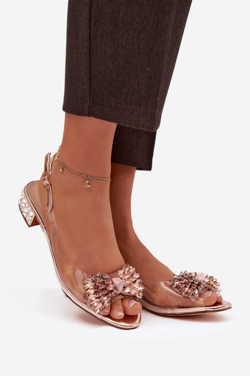 Transparent sandals with bow D&A MR52-231 Rose Gold