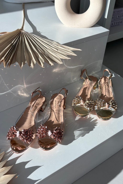 Transparent sandals with bow D&A MR52-231 Rose Gold