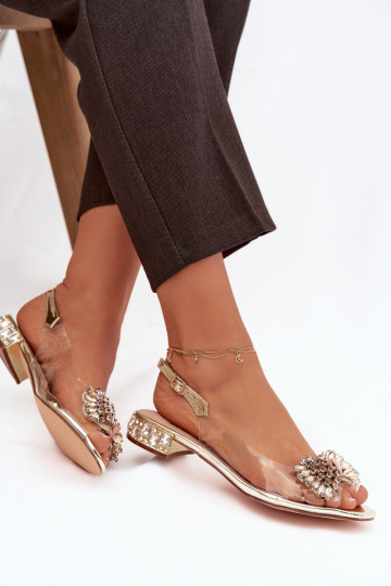 Transparent sandals with bow D&A MR52-231 gold