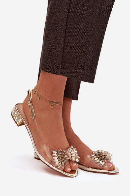 Transparent sandals with bow D&A MR52-231 gold