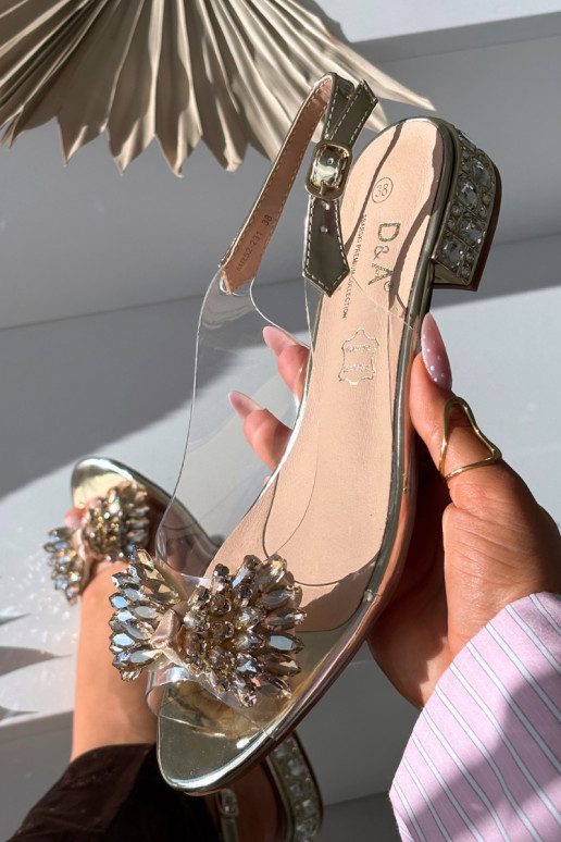Transparent sandals with bow D&A MR52-231 gold