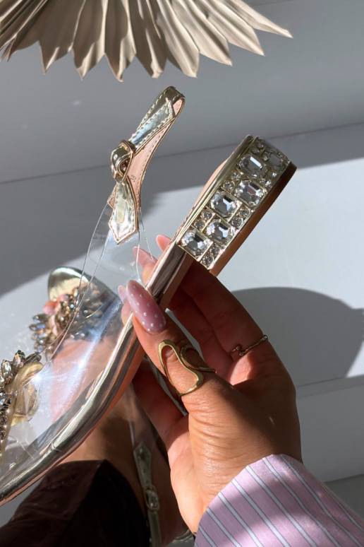 Transparent sandals with bow D&A MR52-231 gold