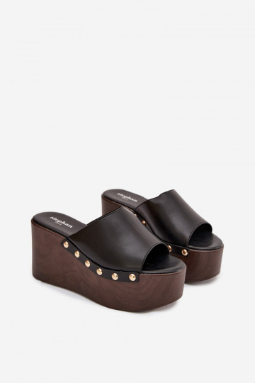 Women's Platform Sandals with Studs Black Mareline 2