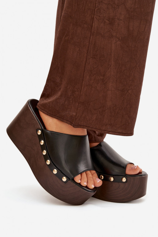 Women's Platform Sandals with Studs Black Mareline