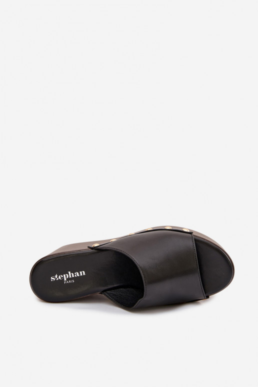 Women's Platform Sandals with Studs Black Mareline