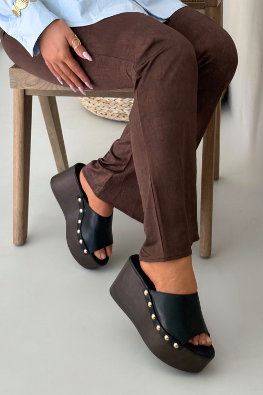 Women's Platform Sandals with Studs Black Mareline