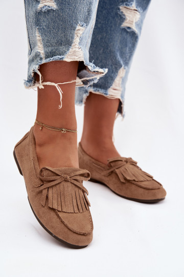 Women s Moccasins with Fringes Light Brown Janelisse 2