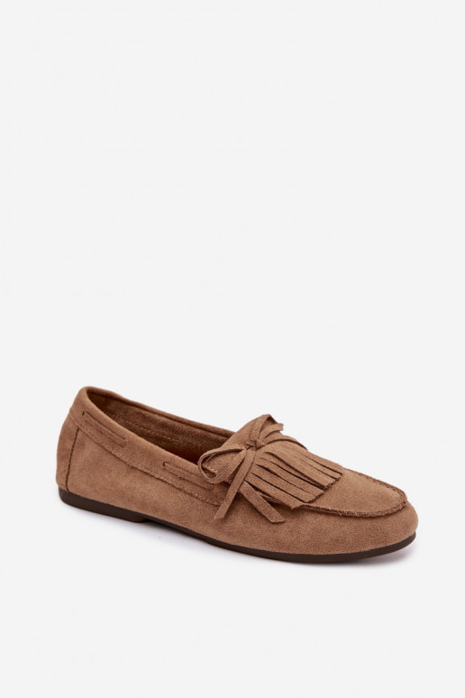 Women s Moccasins with Fringes Light Brown Janelisse