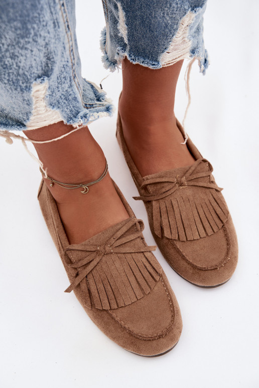Women s Moccasins with Fringes Light Brown Janelisse