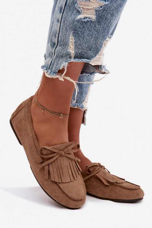 Women s Moccasins with Fringes Light Brown Janelisse