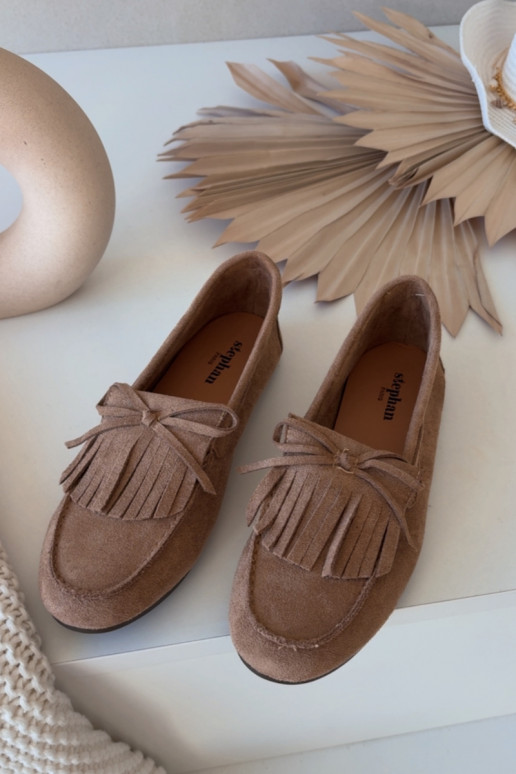 Women s Moccasins with Fringes Light Brown Janelisse