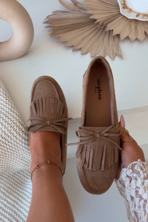 Women s Moccasins with Fringes Light Brown Janelisse